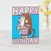 Niedliche Anime Girl mit Niedlicher Pet Card Gebur Karte (Gelbe Blume)