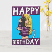 Niedliche Anime Girl mit Niedlicher Pet Card Gebur Karte (Gelbe Blume)