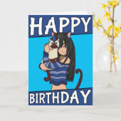 Niedliche Anime Girl mit Niedlicher Pet Card Gebur Karte (Gelbe Blume)