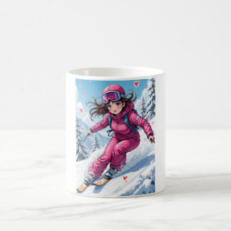 Niedliche Anime Girl Skiing | Winter Sports Kaffeetasse