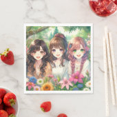 Niedliche Anime Girls Geburtstagsparty Serviette (Beispiel)