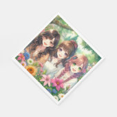 Niedliche Anime Girls Geburtstagsparty Serviette (Ecke)