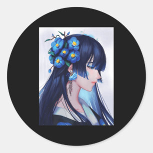 Niedliche Anime Girls Japanisches Kostümgeschenk Runder Aufkleber