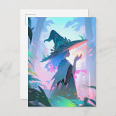 Niedliche Anime Hexe Girl Fantasy Art Postkarte (Vorne/Hinten)