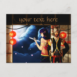 Niedliche Anime Jungs Nachts Postkarte