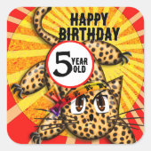 Niedliche Anime Leopard Kitty Rainbow Head Band Quadratischer Aufkleber (Vorderseite)