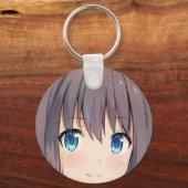 Niedliche Anime Mädchen braune Haare blaue Augen M Schlüsselanhänger (Vorderseite)