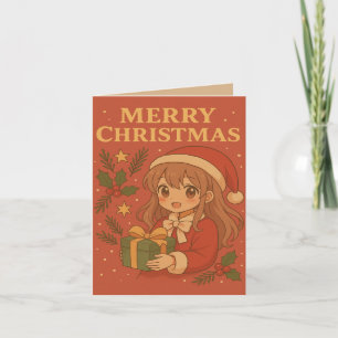 Niedliche Anime Themed Christmas Grußkarte Karte