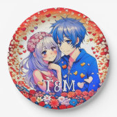 Niedliche Anime Themed Wedding Pappteller (Vorderseite)
