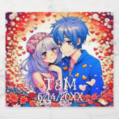 Niedliche Anime Themed Wedding Schaumweinetikett (Einzelnes Label)