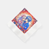 Niedliche Anime Themed Wedding Serviette (Ecke)