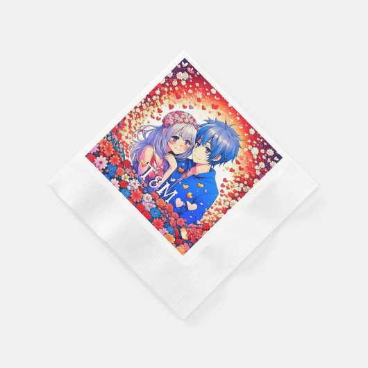 Niedliche Anime Themed Wedding Serviette (Ecke)