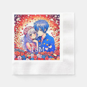 Niedliche Anime Themed Wedding Serviette