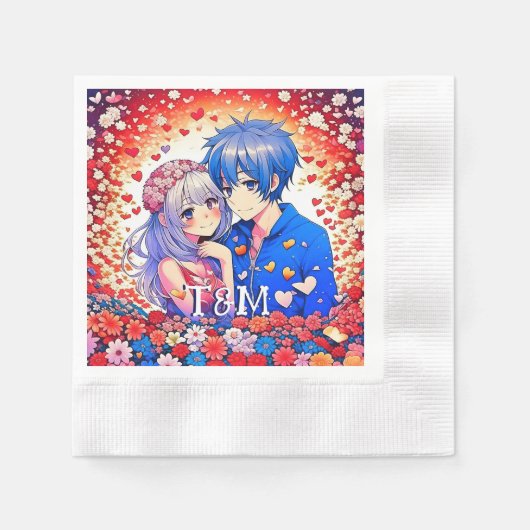 Niedliche Anime Themed Wedding Serviette (Vorderseite)