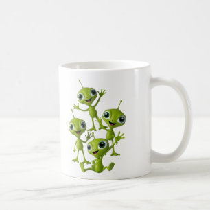 Niedliche animierte Außerirdischen Kaffeetasse