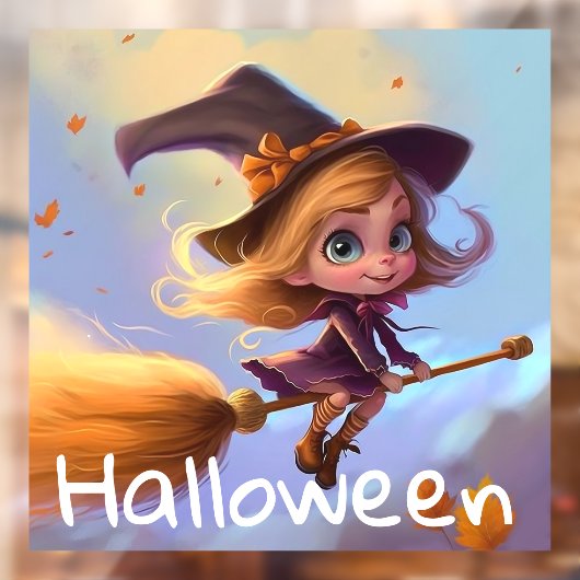 Niedliche animierte Flügelhexe Fensteraufkleber (Blatt 2)