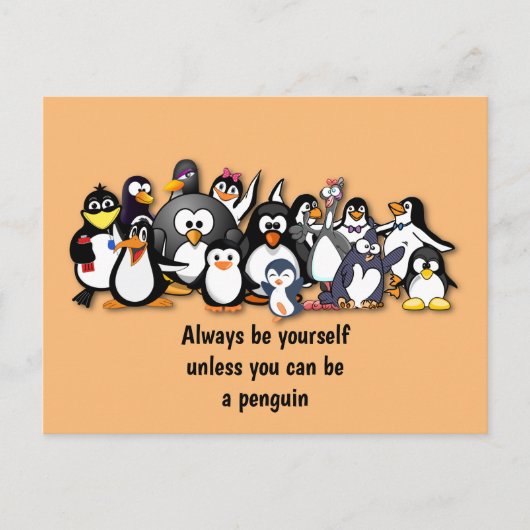 Niedliche animierte Pinguine Postkarte (Vorderseite)