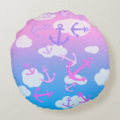 Niedliche Anker farbenfrohe Pastellkinder Rundes Kissen (Rückseite)