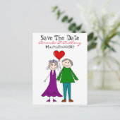 Niedliche Ankündigung von Braut und Bräutigam (Stehend Vorderseite)