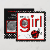 Niedliche Ankündigung von Ladybug Red & Black Baby (Vorne/Hinten)