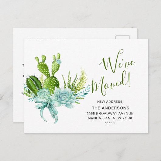 Niedliche Ankündigung zur Wasserfarbenkaktus Postkarte (Vorne/Hinten)