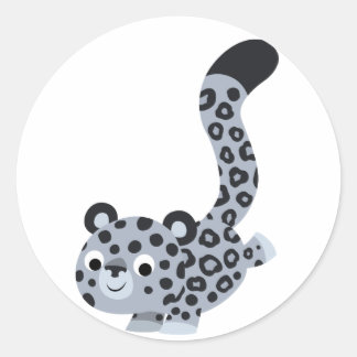 Niedliche Anlandung Cartoon Snow Leopard Aufkleber