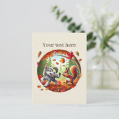 Niedliche, anpassbare Tierfreunde fallen Postkarte (Stehend Vorderseite)