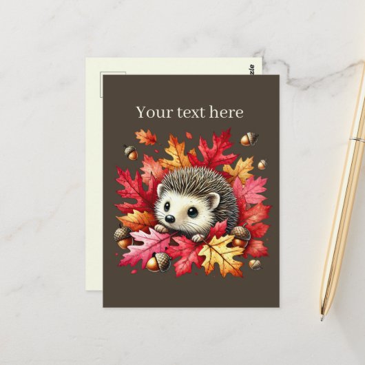 Niedliche, anpassbare Tierfreunde Igel Postkarte (Vorderseite/Rückseite Beispiel)