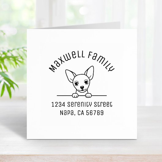 Niedliche Anschrift der Familie Chihuahua Dog Arch Gummistempel