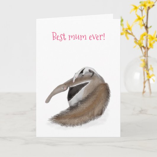 Niedliche Anteaterkarte "Beste Mutter je" Mutterta Karte (Gelbe Blume)