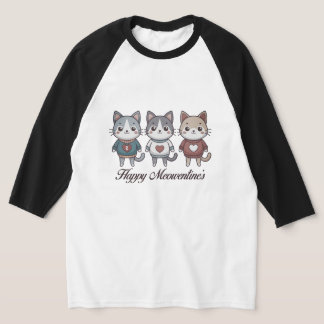 Niedliche anthropomorphe Katzen mit Herz-T - Shirt