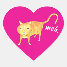 Niedliche apathische orange Katze Herz-Aufkleber