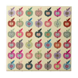 Niedliche Äpfel in der Retro Art Fliese