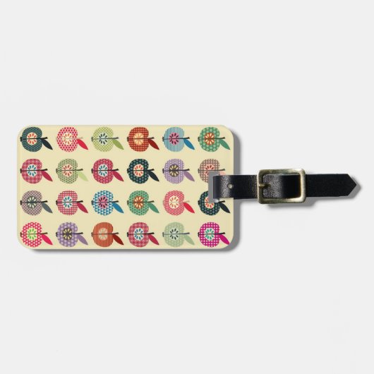 Niedliche Äpfel in der Retro Art Gepäckanhänger (Vorderseite horizontal)