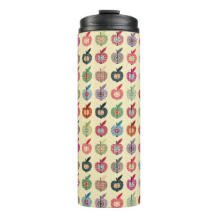 Niedliche Äpfel in der Retro Art Thermosbecher
