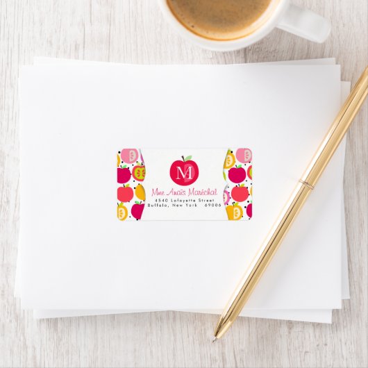 Niedliche Äpfel Musterlehrer Kinder Personalisiert Adressaufkleber (Insitu)