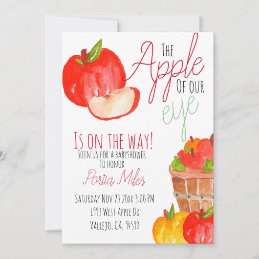 Niedliche Apfeldusche einladen Einladung (Vorderseite)