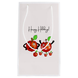 Niedliche Äpfelfamilie mit text HAPPY FERIEN Kleine Geschenktüte