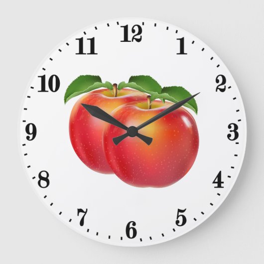 Niedliche Apfelfreunde im Küchendekor Große Wanduhr (Vorderseite)