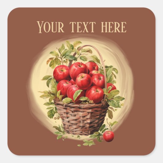 Niedliche Apfelfruchthändler Anhänger fügen Text Quadratischer Aufkleber (Vorderseite)