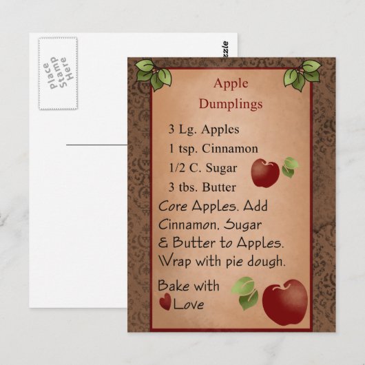 Niedliche Apple Dumplings Postkarte (Vorne/Hinten)