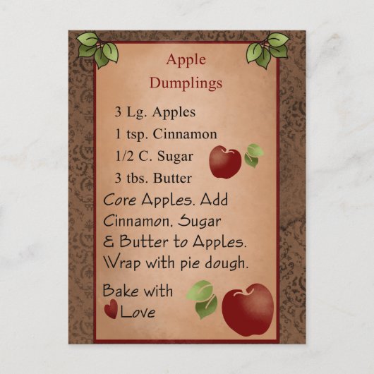Niedliche Apple Dumplings Postkarte (Vorderseite)
