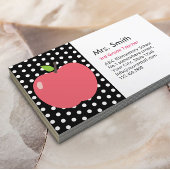 Niedliche Apple Polka Dots Teacher Business Card Visitenkarte