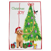 Niedliche Apricot Poodle Weihnachtsmannmütze und W Mittlere Geschenktüte (Rückseite)