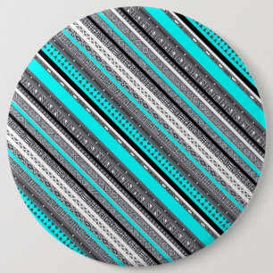 Niedliche Aqua-Aztec-Muster Button