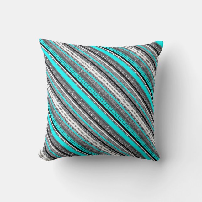Niedliche Aqua-Aztec-Muster Kissen (Vorderseite)
