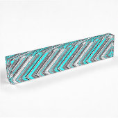 Niedliche Aqua-Aztec-Muster Namensplakette