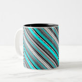 Niedliche Aqua-Aztec-Muster Zweifarbige Tasse (Vorderseite Links)