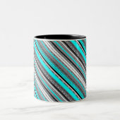 Niedliche Aqua-Aztec-Muster Zweifarbige Tasse (Mittel)