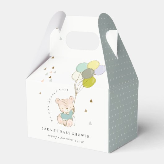 Niedliche Aqua Bearly Wait Bären Balloon Baby Dusc Geschenkschachtel (Vorderseite)
